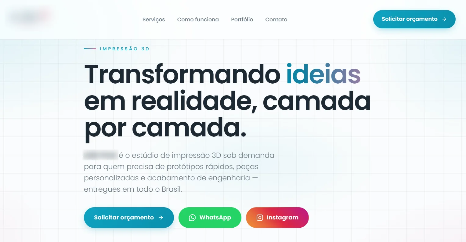 Página inicial de um site feito pela ACTech